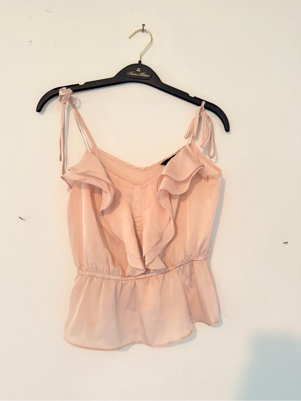 H&M Pale Blush Ruffle Tie-Shoulder Camisole